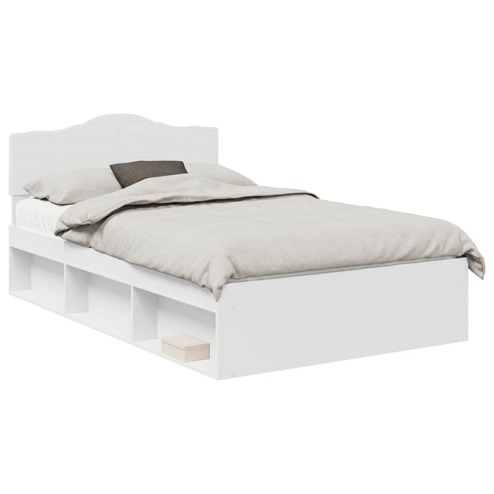 Cadru de pat cu headboard Alb 120 x 200 cm Lemn de pin masiv - WALTI WALTI