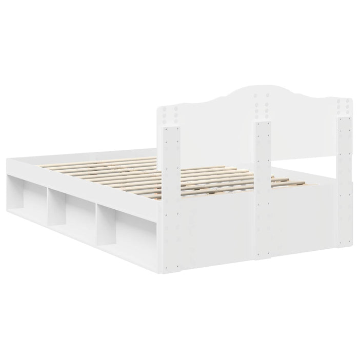 Cadru de pat cu headboard Alb 120 x 200 cm Lemn de pin masiv - WALTI WALTI