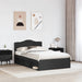 Cadru de pat cu headboard Negru 120 x 200 cm Lemn de pin masiv - WALTI WALTI