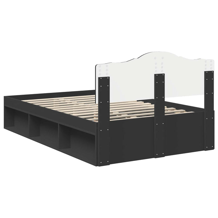 Cadru de pat cu headboard Negru 120 x 200 cm Lemn de pin masiv - WALTI WALTI