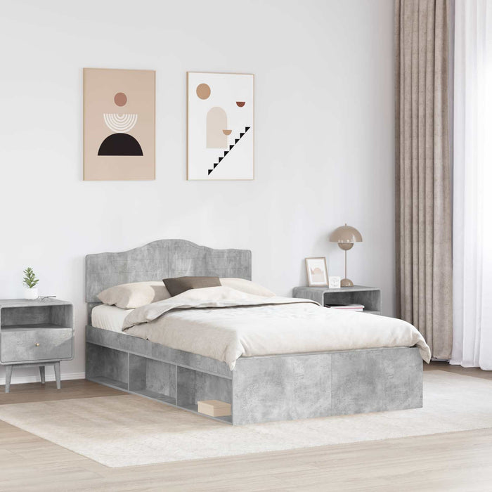Cadru de pat cu headboard Beton 120 x 200 cm Lemn de pin masiv - WALTI WALTI