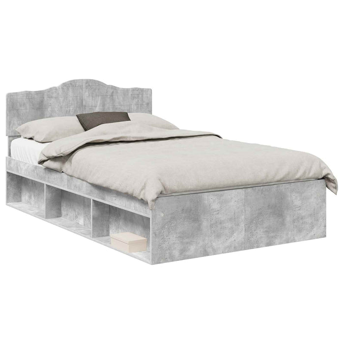 Cadru de pat cu headboard Beton 120 x 200 cm Lemn de pin masiv - WALTI WALTI