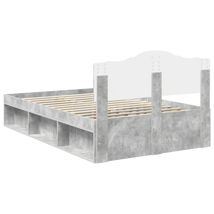 Cadru de pat cu headboard Beton 120 x 200 cm Lemn de pin masiv - WALTI WALTI