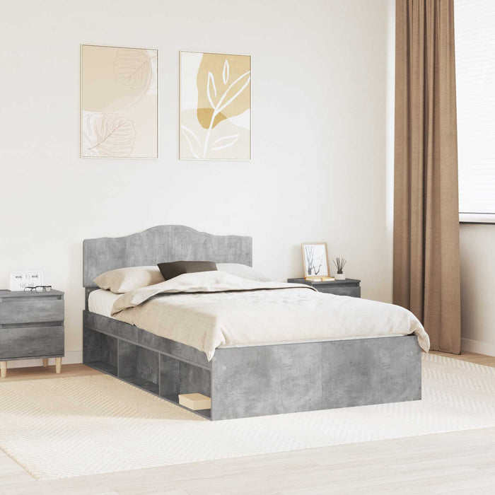 Cadru de pat cu headboard Beton 120 x 190 cm Lemn de pin masiv - WALTI WALTI