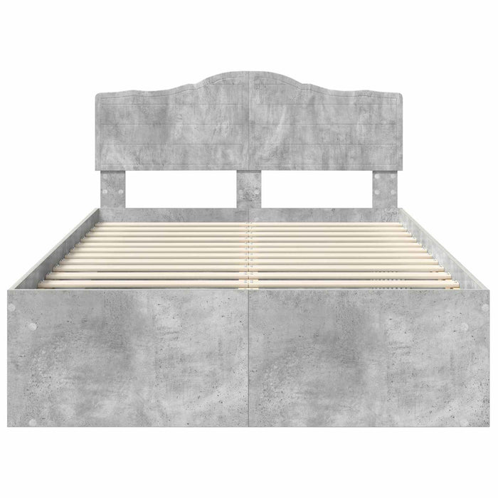 Cadru de pat cu headboard Beton 120 x 190 cm Lemn de pin masiv - WALTI WALTI