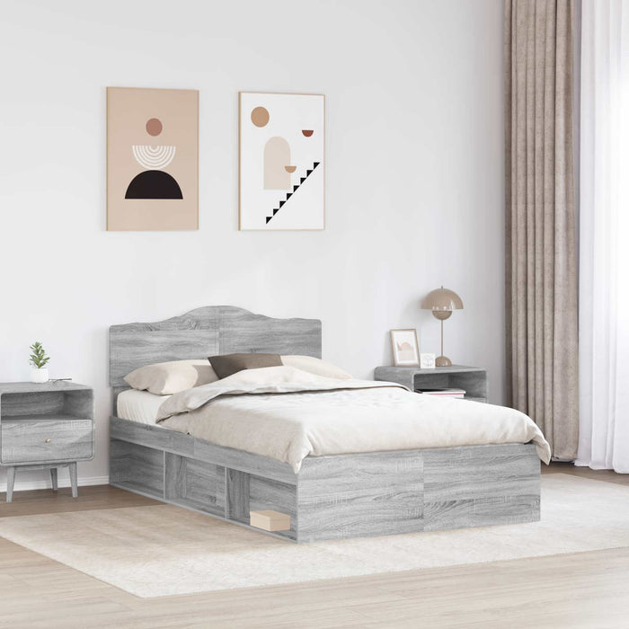 Cadru de pat Gri Sonoma 120 x 190 cm Lemn de pin masiv - WALTI WALTI