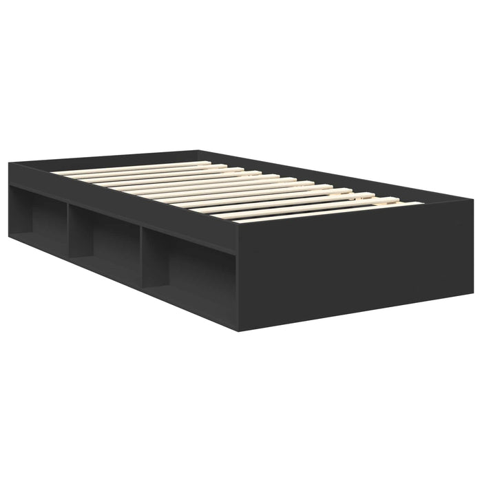 Cadru de pat cu headboard Negru 100 x 200 cm Lemn de pin masiv - WALTI WALTI