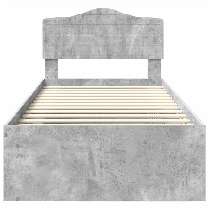 Cadru de pat Gri Concret 100 x 200 cm Lemn de pin masiv - WALTI WALTI