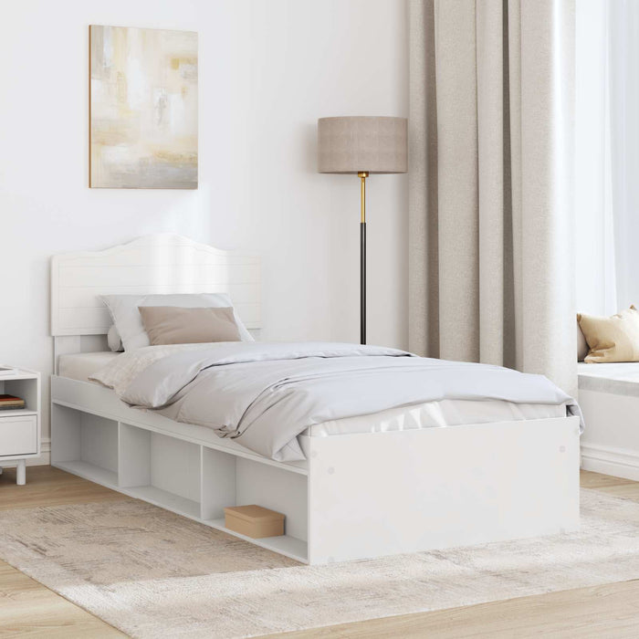 Cadru de pat cu headboard Alb 90 x 200 cm Lemn de pin masiv - WALTI WALTI