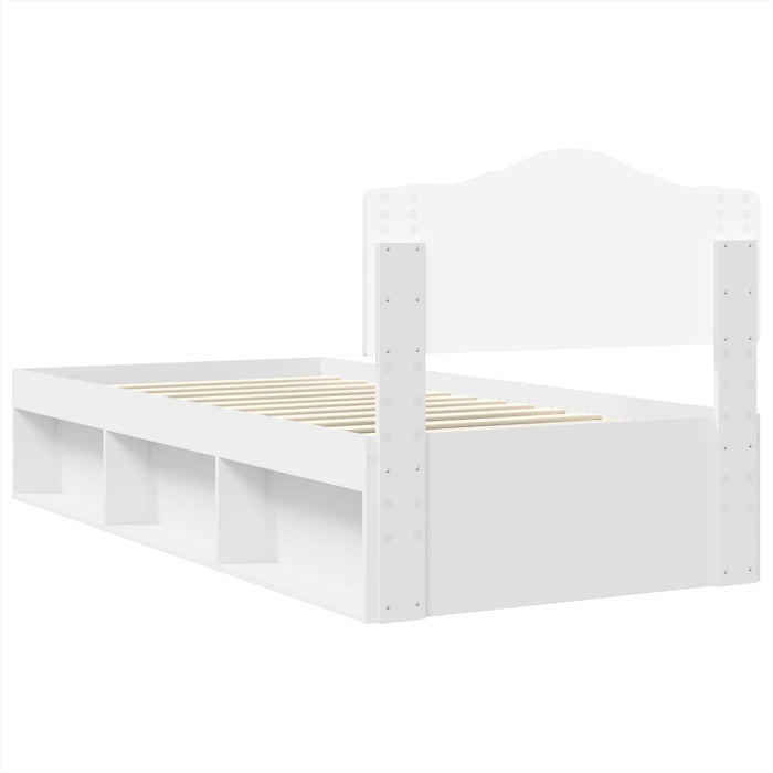 Cadru de pat cu headboard Alb 90 x 200 cm Lemn de pin masiv - WALTI WALTI