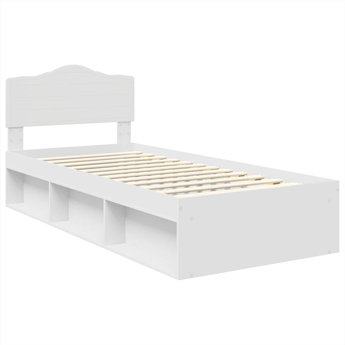 Cadru de pat cu headboard Alb 90 x 190 cm Lemn de pin masiv - WALTI WALTI