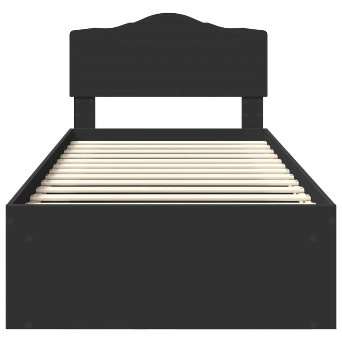 Cadru de pat cu headboard Negru 90 x 190 cm Lemn de pin masiv - WALTI WALTI