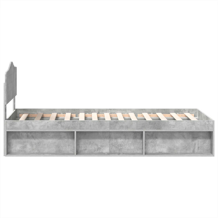 Cadru de pat Gri Concret 90 x 190 cm Lemn de pin masiv - WALTI WALTI