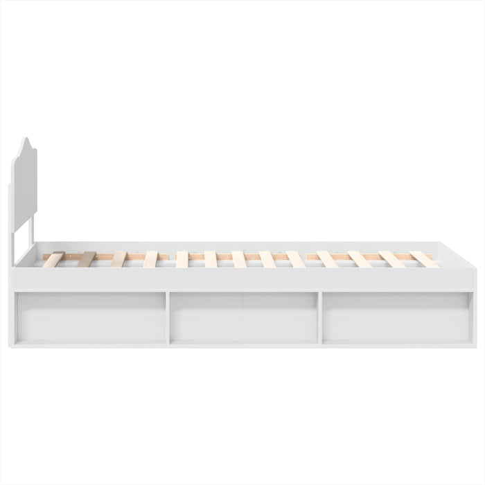 Cadru de pat cu headboard Alb 75 x 190 cm Lemn de pin masiv - WALTI WALTI