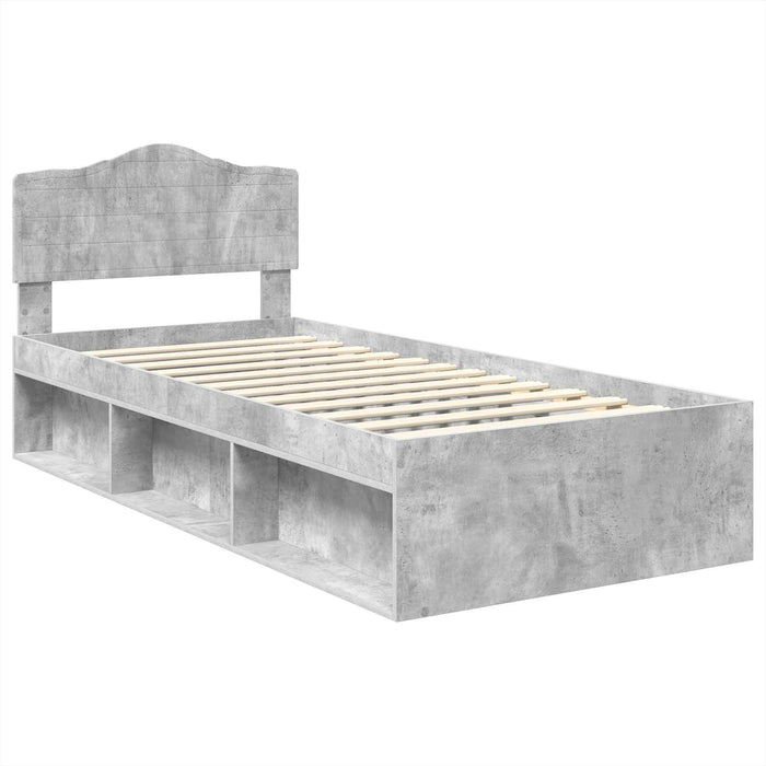 Cadru de pat Gri Concret 75 x 190 cm Lemn de pin masiv - WALTI WALTI