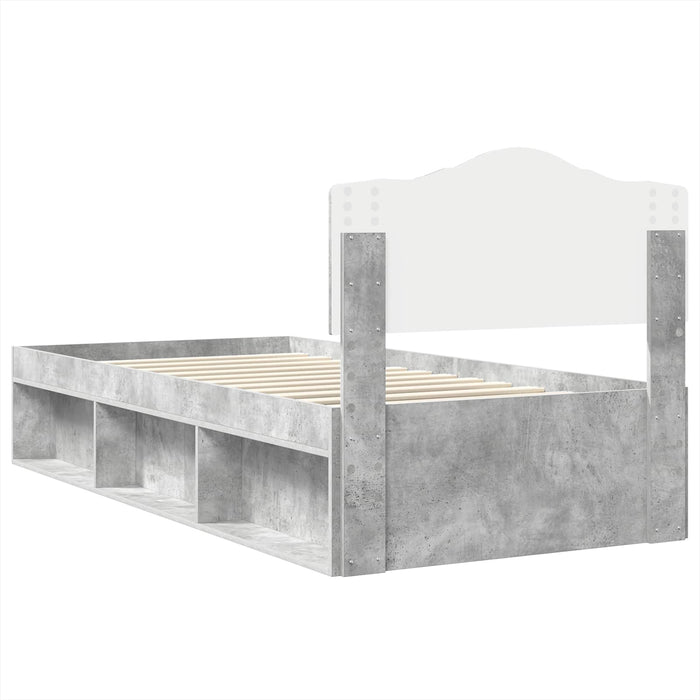 Cadru de pat Gri Concret 75 x 190 cm Lemn de pin masiv - WALTI WALTI