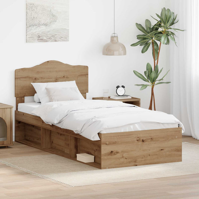 Cadru de pat Stejar artizanal 75 x 190 cm Lemn de pin masiv - WALTI WALTI