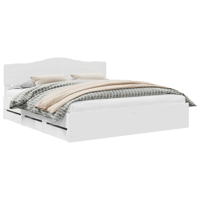 Cadru de pat cu sertar Alb 200 x 200 cm Lemn Ingineresc - WALTI WALTI