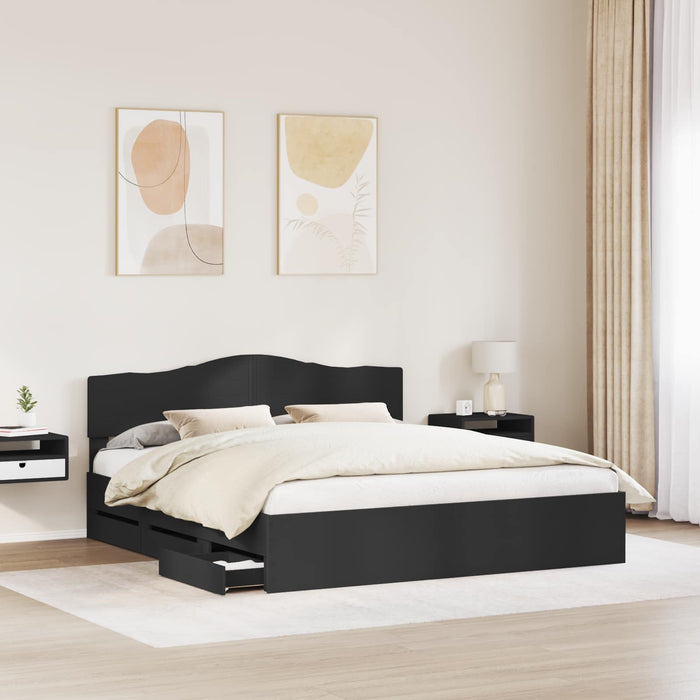 Cadru de pat cu sertar Negru 200 x 200 cm Lemn Ingineresc - WALTI WALTI