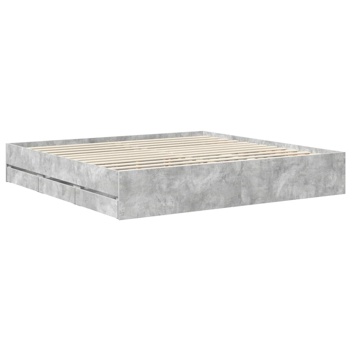 Cadru de pat Gri din beton 200 x 200 cm Lemn Ingineresc - WALTI WALTI