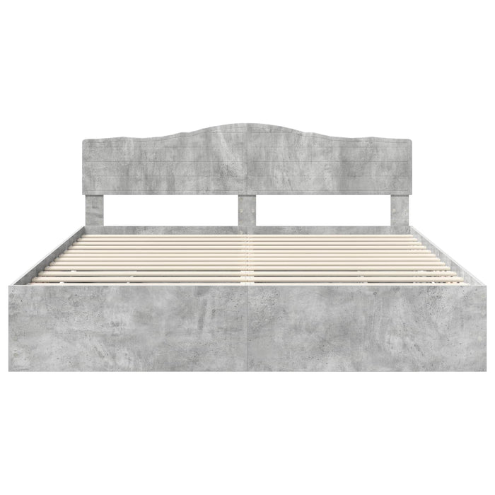 Cadru de pat Gri din beton 200 x 200 cm Lemn Ingineresc - WALTI WALTI