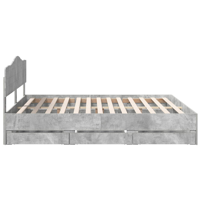 Cadru de pat Gri din beton 200 x 200 cm Lemn Ingineresc - WALTI WALTI