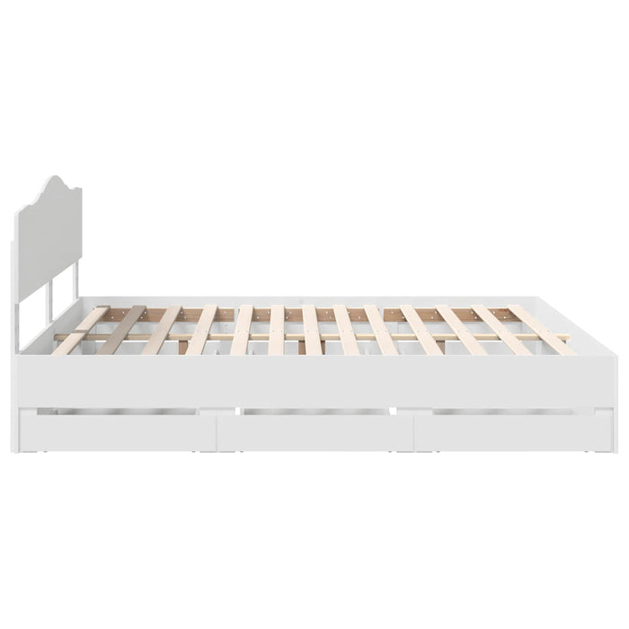 Cadru de pat cu sertar Alb 180 x 200 cm Lemn Ingineresc - WALTI WALTI