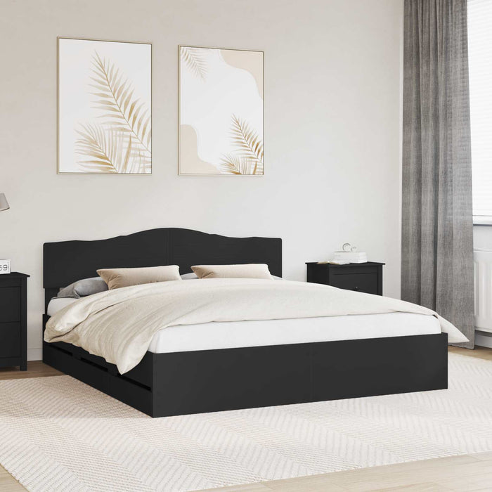 Cadru de pat cu sertar Negru 180 x 200 cm Lemn Ingineresc - WALTI WALTI