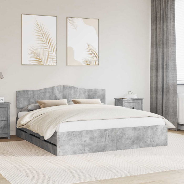 Cadru de pat Gri din beton 180 x 200 cm Lemn Ingineresc - WALTI WALTI