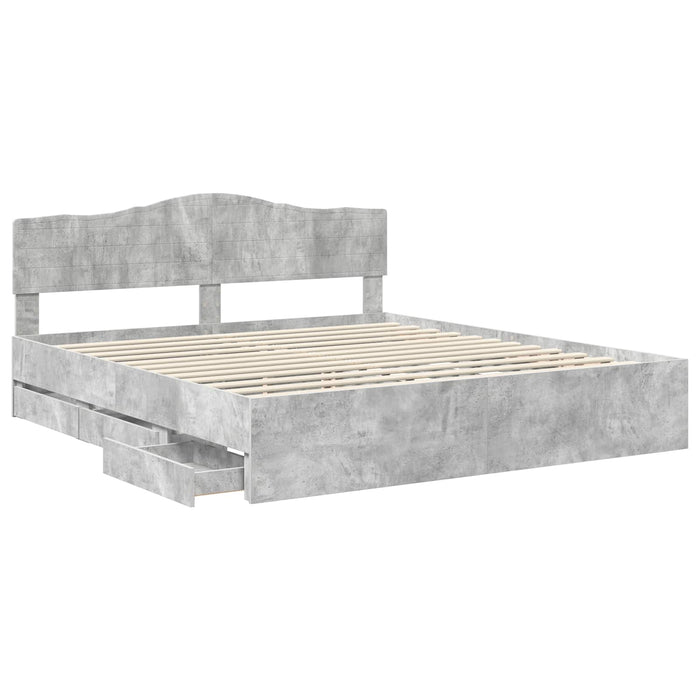 Cadru de pat Gri din beton 180 x 200 cm Lemn Ingineresc - WALTI WALTI