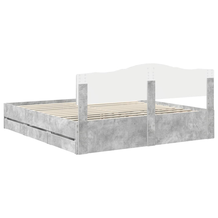 Cadru de pat Gri din beton 180 x 200 cm Lemn Ingineresc - WALTI WALTI