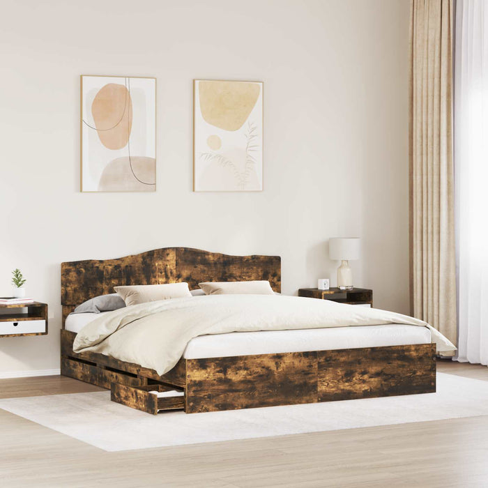 Cadru de pat Stejar fumuriu 180 x 200 cm Lemn Ingineresc - WALTI WALTI