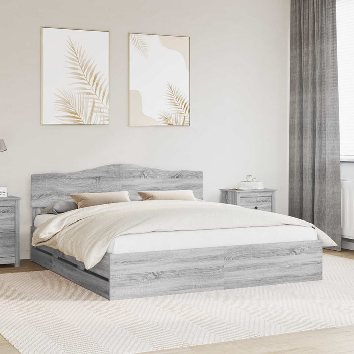 Cadru de pat cu sertar Gri Sonoma 180 x 200 cm Lemn Ingineresc - WALTI WALTI