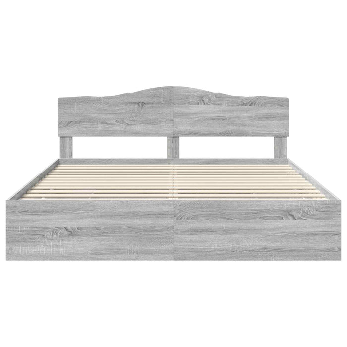 Cadru de pat cu sertar Gri Sonoma 180 x 200 cm Lemn Ingineresc - WALTI WALTI