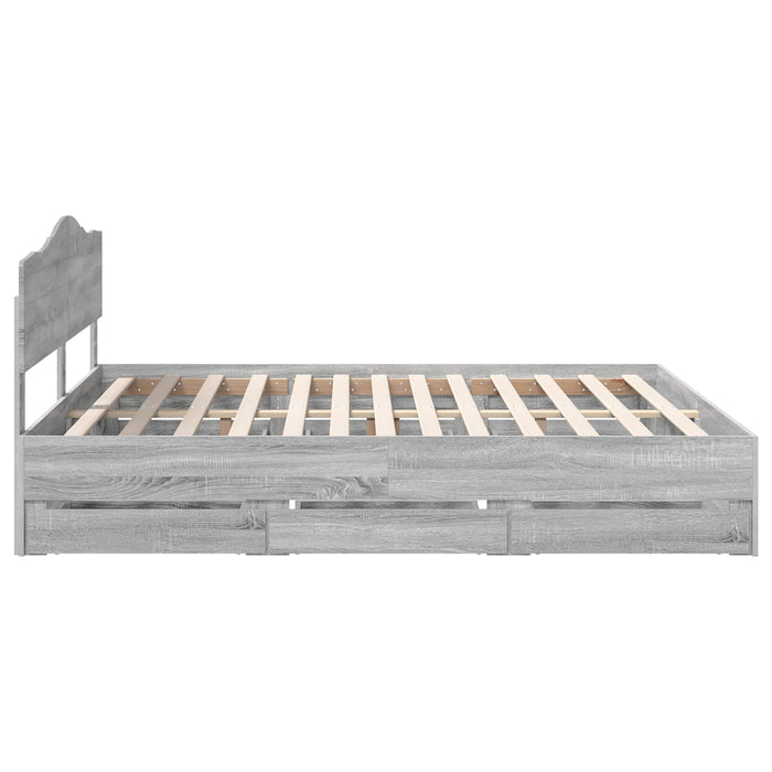Cadru de pat cu sertar Gri Sonoma 180 x 200 cm Lemn Ingineresc - WALTI WALTI