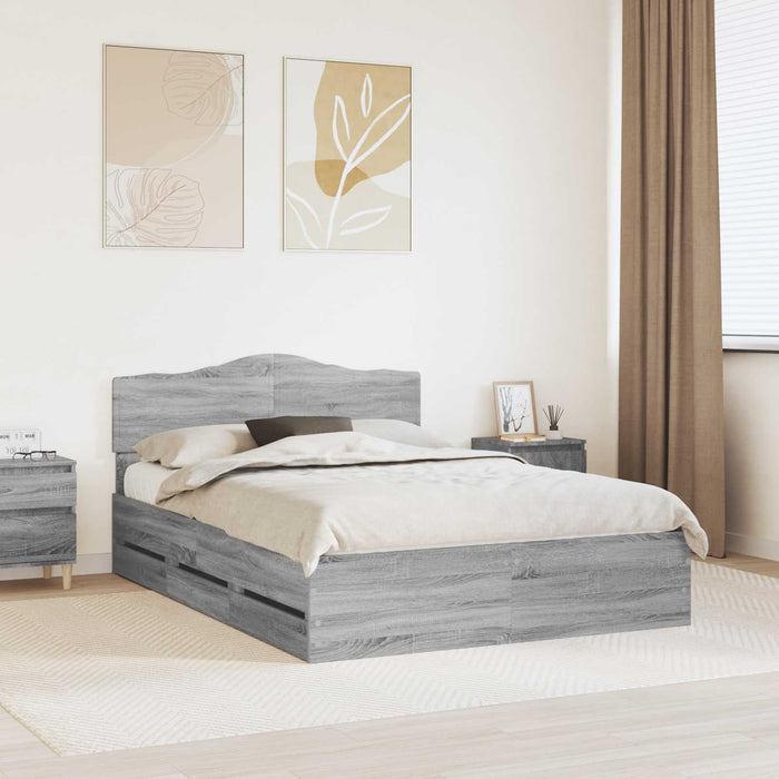 Cadru de pat cu sertar Gri Sonoma 160 x 200 cm Lemn Ingineresc - WALTI WALTI