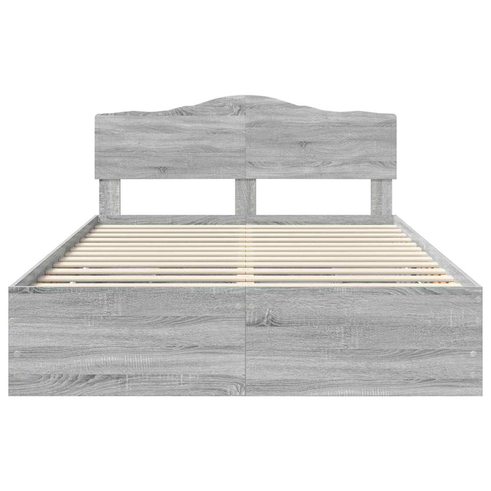 Cadru de pat cu sertar Gri Sonoma 160 x 200 cm Lemn Ingineresc - WALTI WALTI