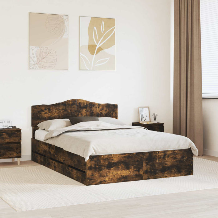 Cadru de pat Stejar fumuriu 150 x 200 cm Lemn Ingineresc - WALTI WALTI