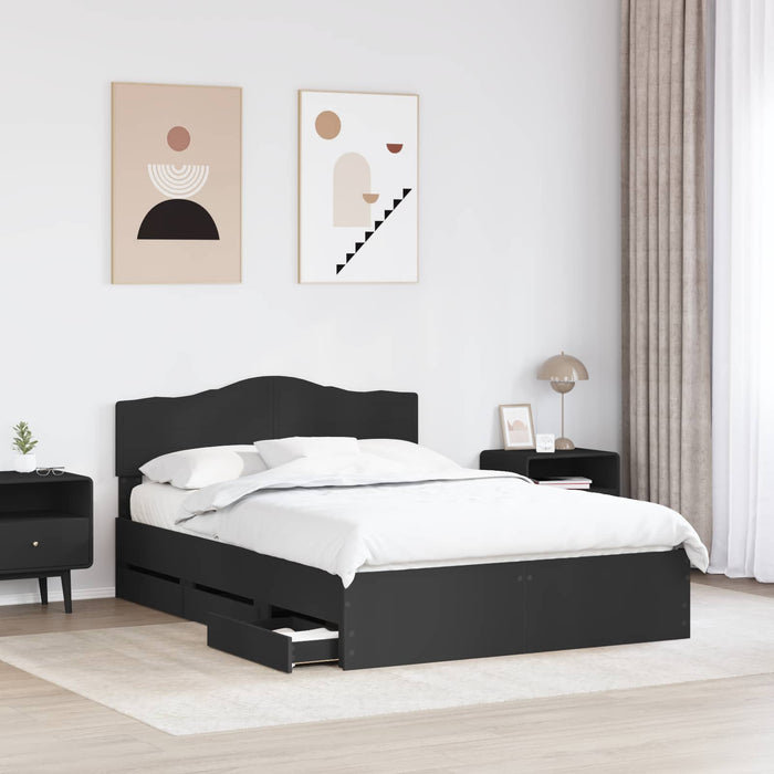 Cadru de pat cu sertar Negru 140 x 190 cm Lemn Ingineresc - WALTI WALTI