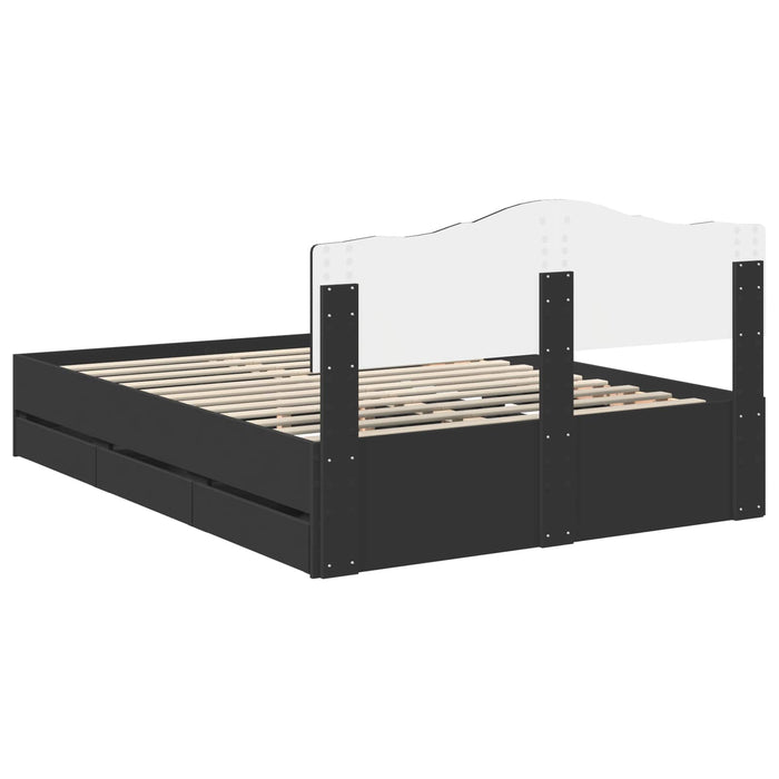 Cadru de pat cu sertar Negru 140 x 190 cm Lemn Ingineresc - WALTI WALTI