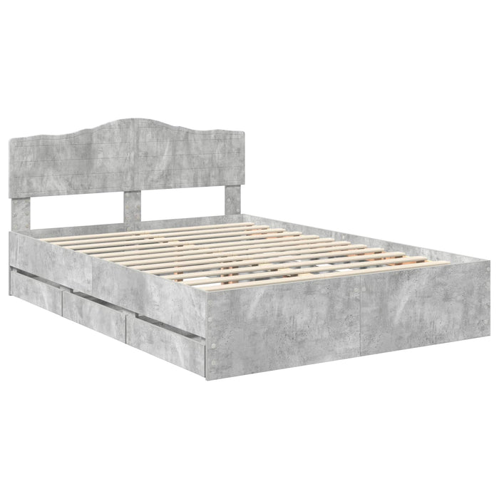 Cadru de pat Gri din beton 140 x 190 cm Lemn Ingineresc - WALTI WALTI