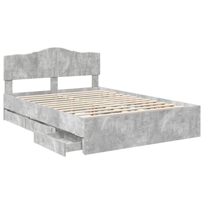 Cadru de pat Gri din beton 140 x 190 cm Lemn Ingineresc - WALTI WALTI