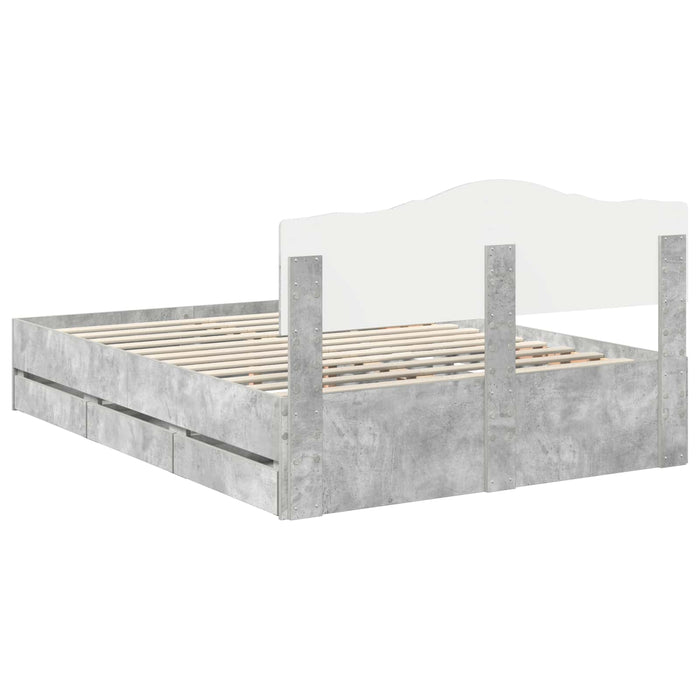 Cadru de pat Gri din beton 140 x 190 cm Lemn Ingineresc - WALTI WALTI