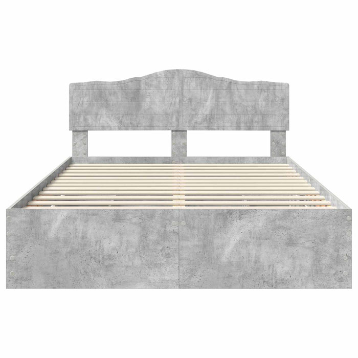 Cadru de pat Gri din beton 140 x 190 cm Lemn Ingineresc - WALTI WALTI