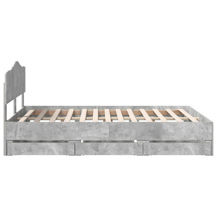 Cadru de pat Gri din beton 140 x 190 cm Lemn Ingineresc - WALTI WALTI