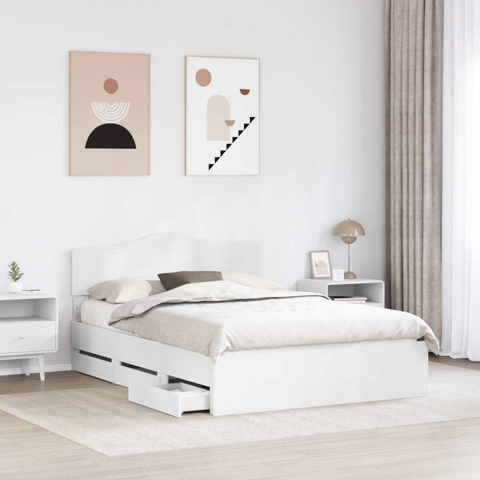 Cadru de pat cu sertar Alb 140 x 200 cm Lemn Ingineresc - WALTI WALTI