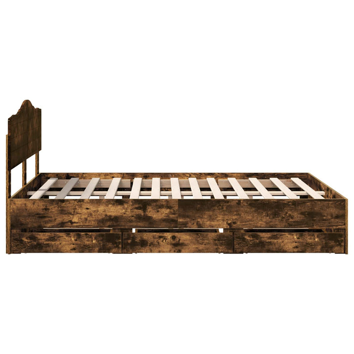 Cadru de pat Stejar fumuriu 140 x 200 cm Lemn Ingineresc - WALTI WALTI