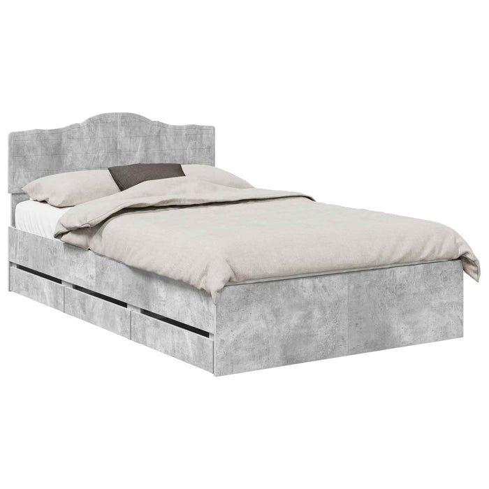 Cadru de pat Gri din beton 135 x 190 cm Lemn Ingineresc - WALTI WALTI