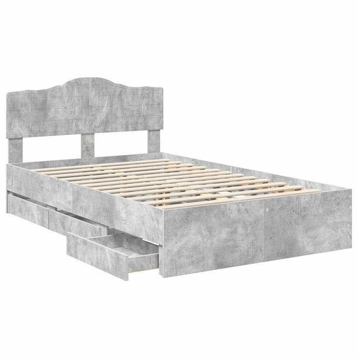 Cadru de pat Gri din beton 135 x 190 cm Lemn Ingineresc - WALTI WALTI