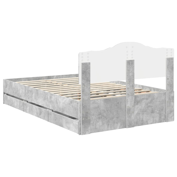 Cadru de pat Gri din beton 135 x 190 cm Lemn Ingineresc - WALTI WALTI